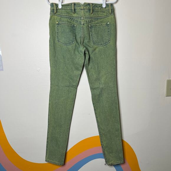3.1 Phillip Lim Green Acid Wash Skinny Jeans Sz 2 High Waist Stretch Zip Hem - Picture 5 of 8